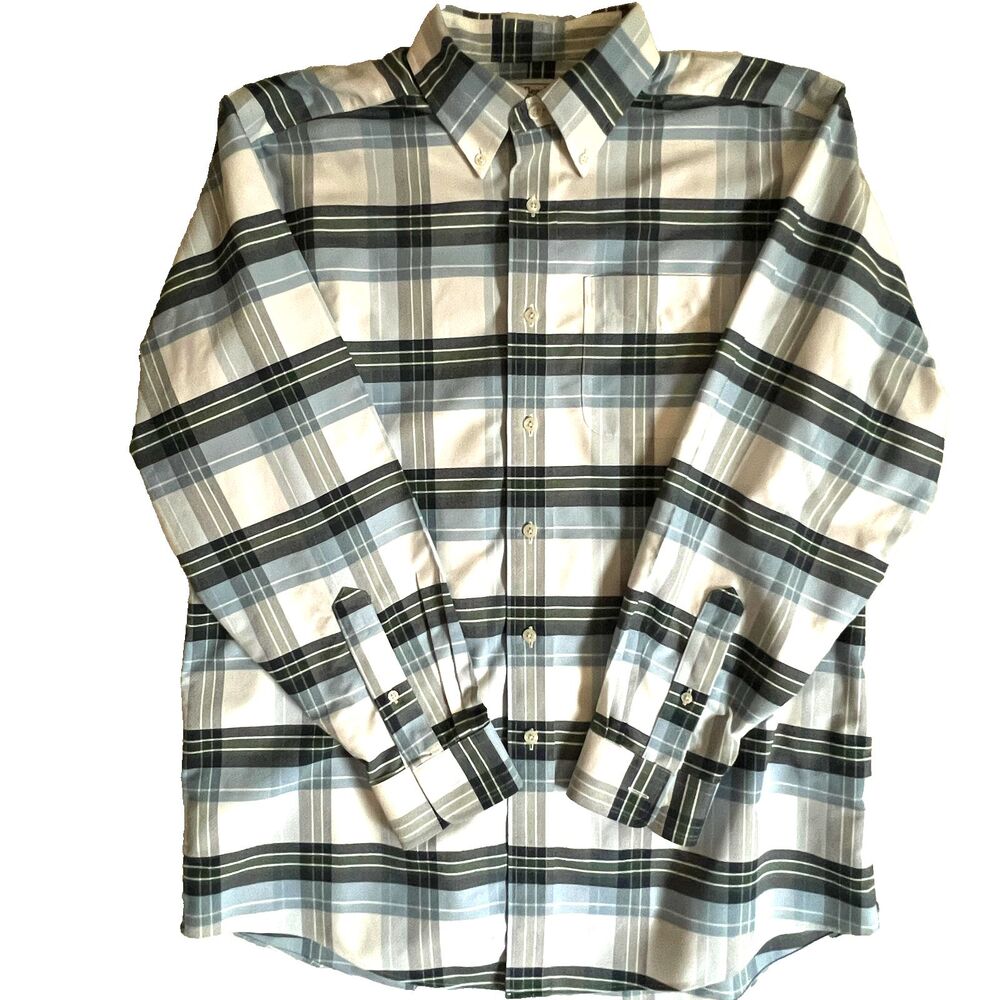 LL Bean Mens Shirt Size 16 33 Plaid Button Down Casual Twill Traditional Fit